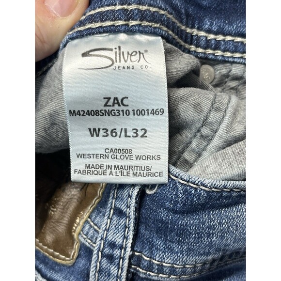 Silver Jeans Mens W36/L32 Relaxed Fit Straight Leg Embroidered Pocket *36/29.5* - Picture 3 of 11